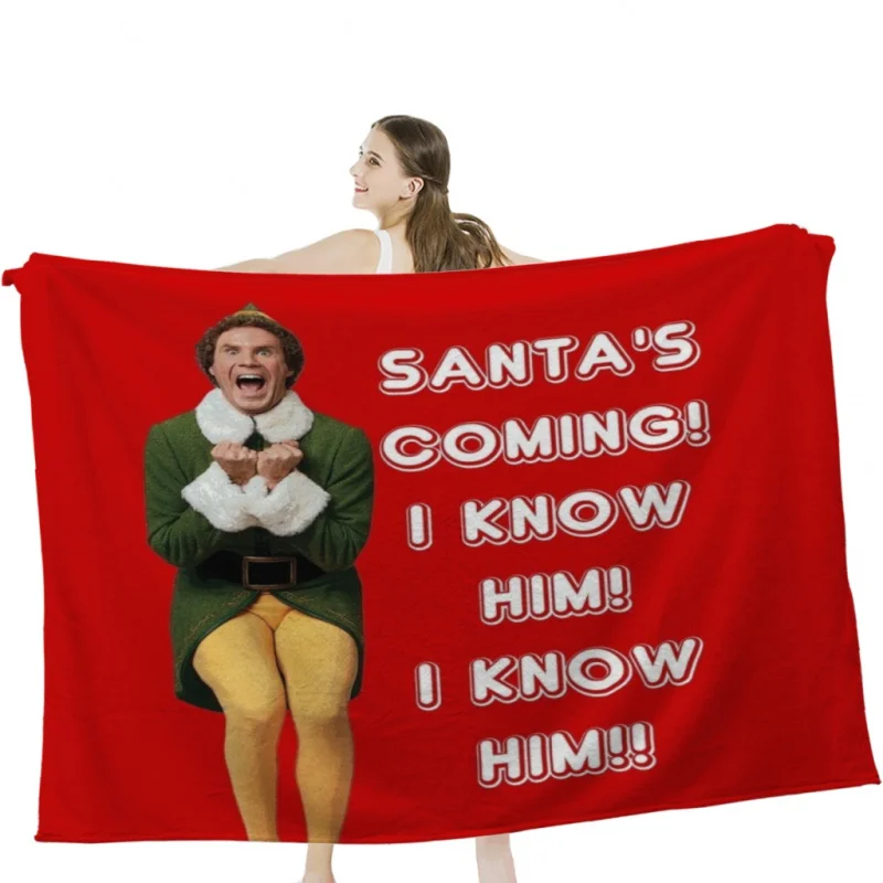 

SANTA'S COMING! I KNOW HIM! Elf The Movie Will Ferrell Buddy Throw Blankets Soft Velvet Blanket