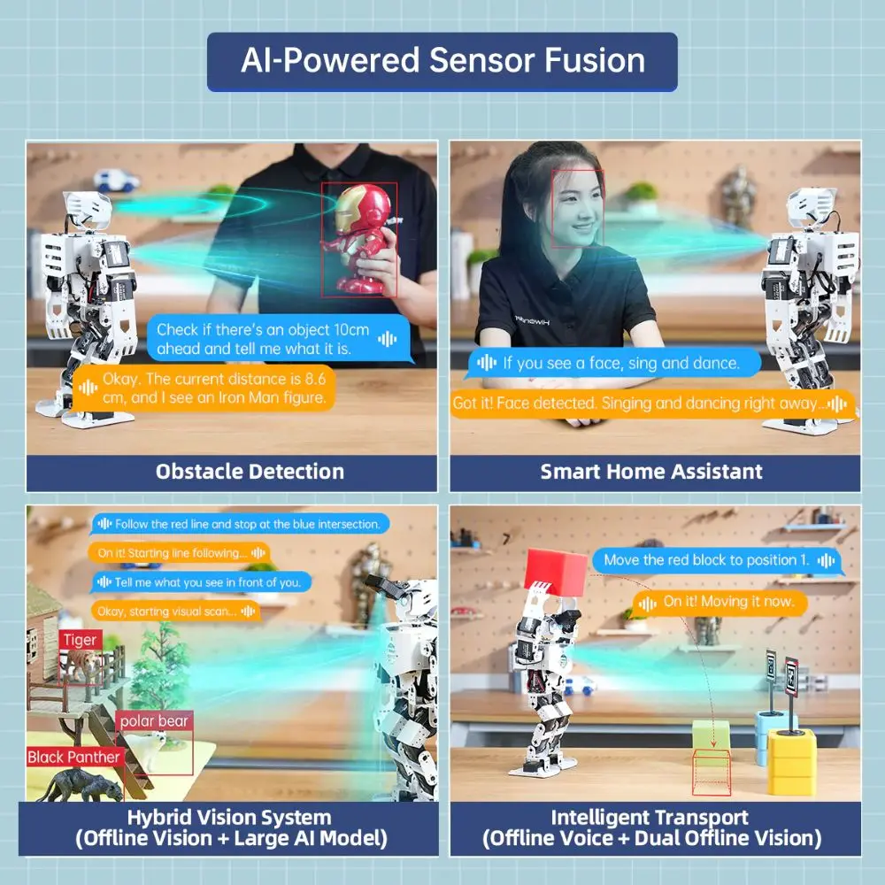 Робот-гуманоид Hiwonder Tonybot Multimodal Large AI Model на базе ESP32, 17 степеней свободы, образовательный робототехнический набор с управлением по визуальному и голосовому сигналу (art.: 3920db3c488ff) - 3920db3c488ff