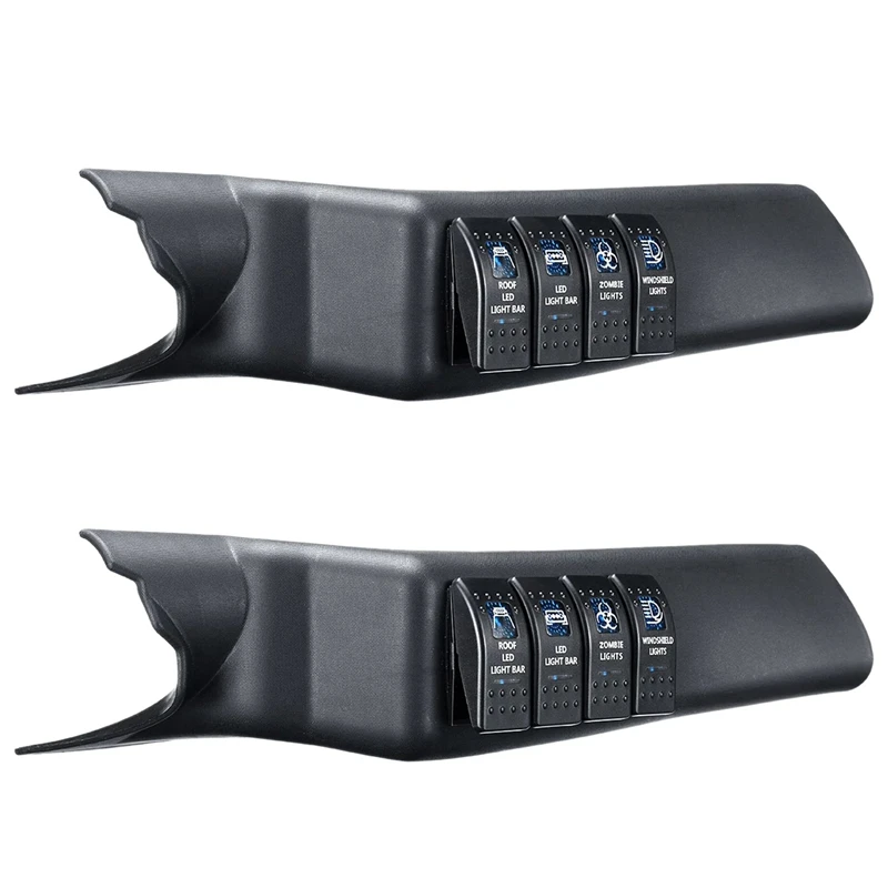 

2X Blue A Pillar Switch Panel Kit 4 LED Pod Left Hand For Jeep For Wrangler 11-18 JK