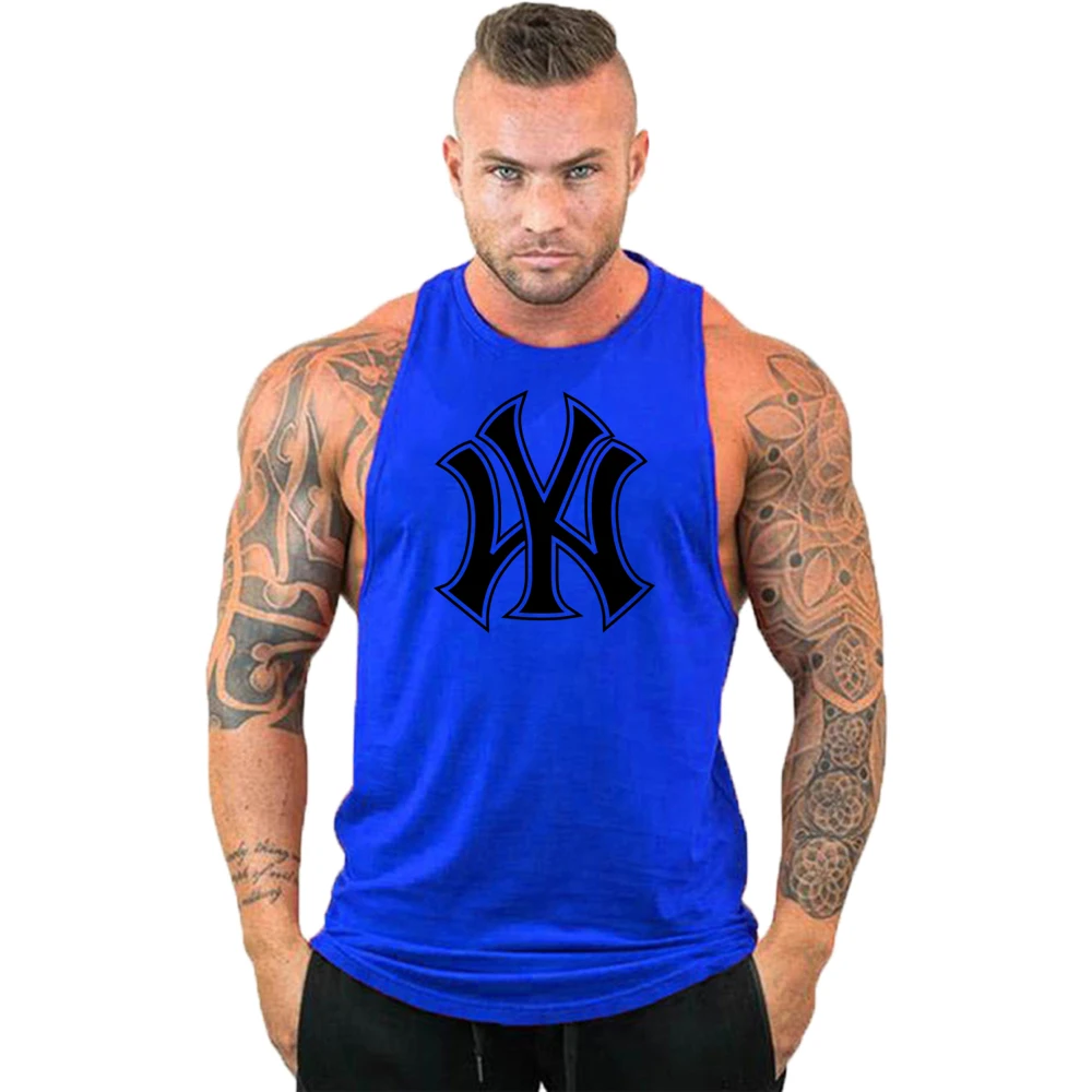 NEW Bodybuilding Sporty Tank Tops Men Gyms Fitness Workout Sleeveless Shirt Male Stringer Singlet Summer Casual Loose Undershirt images - 6