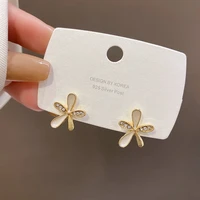 925 silver needle korean design sense flower earrings womens simple minority temperament earrings swing ear accessories