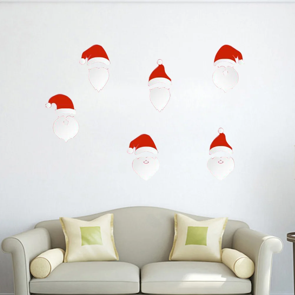 

1pc Santa Claus Stickers Self-adhesive Waterproof Christmas Santa Hat Mustache Sticker Holiday Decals for Window