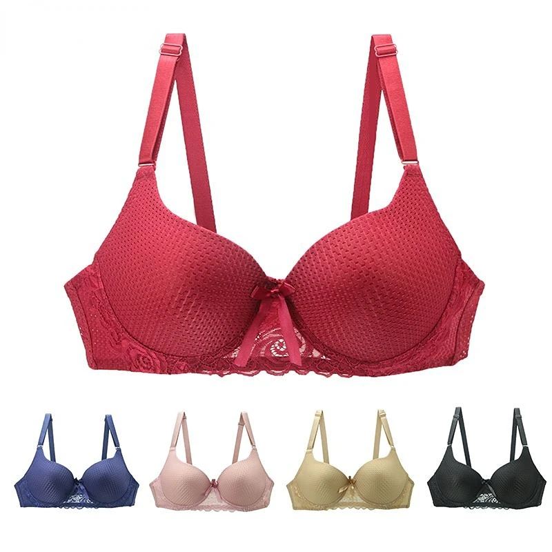 

Sexy Lace Strap Bow Bra Large Size Women Lingerie Push Up Underwear Add Two Cups Underwire Brassiere Ropa De Mujer Bra for Women