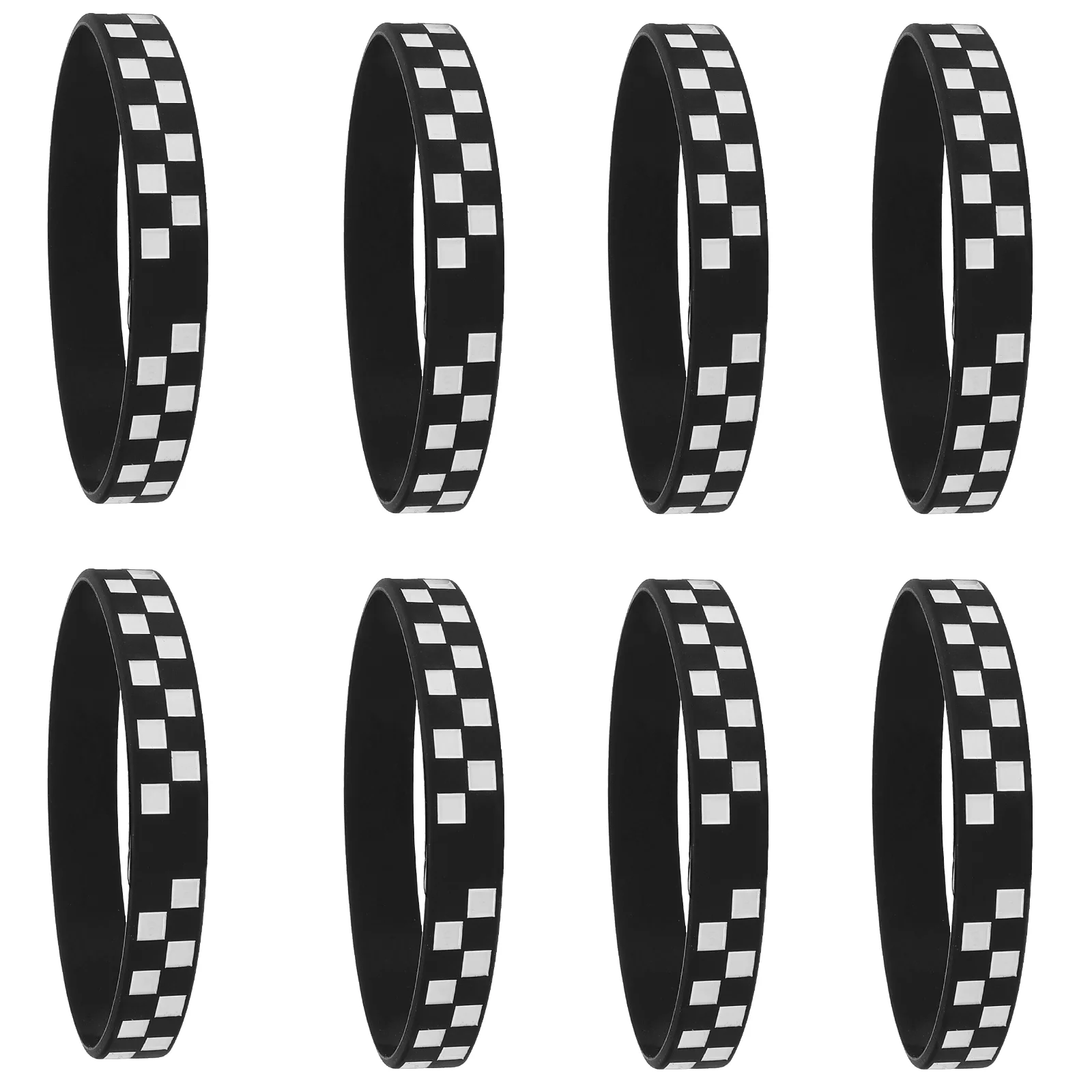 

12 Pcs Sports Themed Wristband Checkered Silicone Bracelet Racing Car Wristbands Silica Gel Compact Events