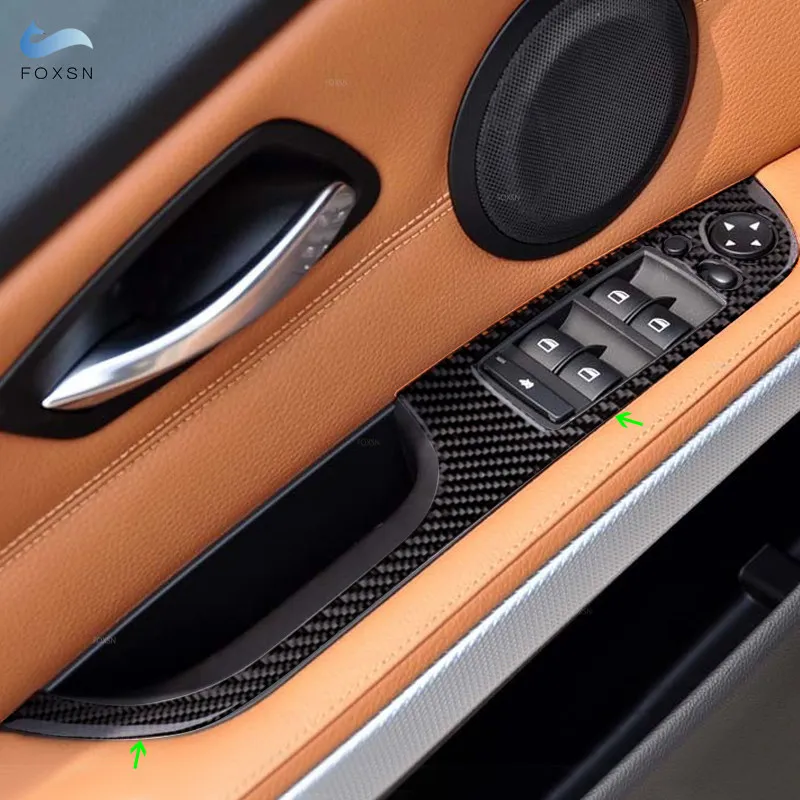 

Панель переключателя двери окна из углеродного волокна, 4 шт., обшивка панели для BMW 3 серии E90 320i 325i 2005 2006 2007 2008 2009 2010 2011 2012