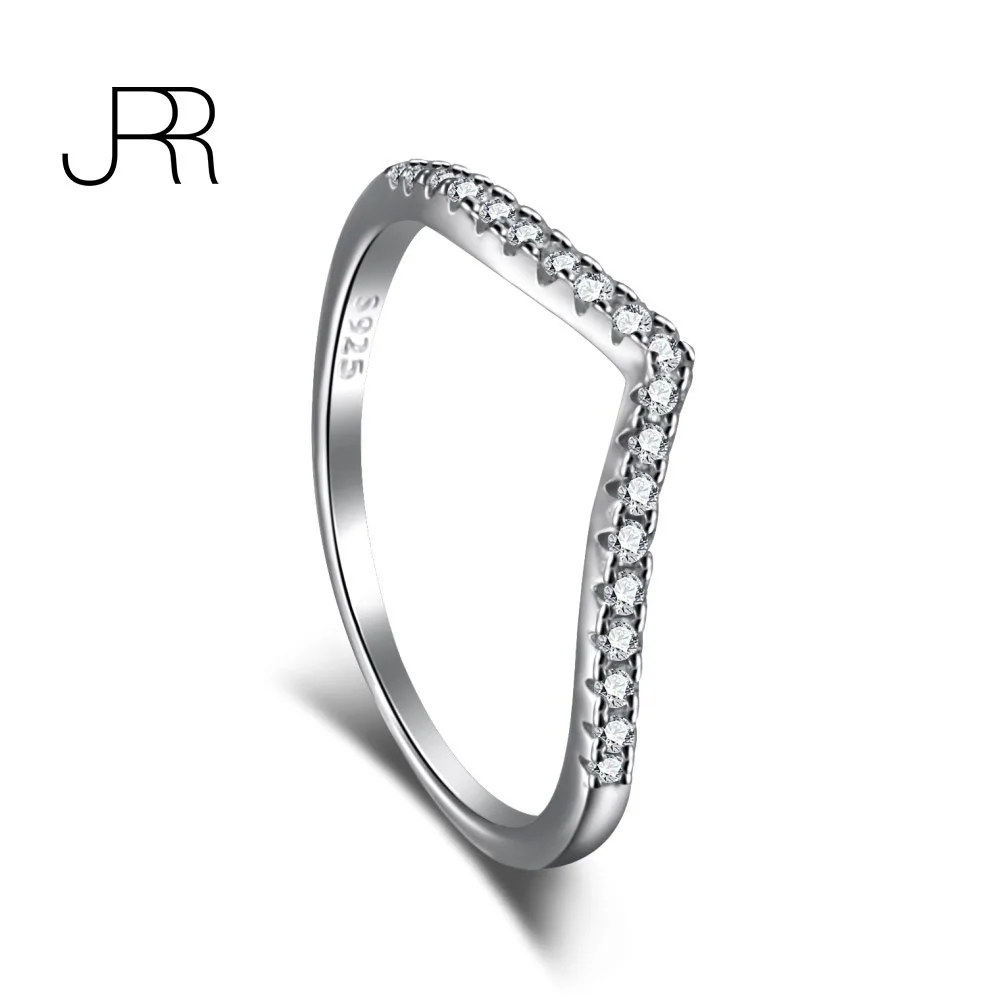 

JRR Classic 925 Sterling Silver Lab V-Shaped 5A Grade CZ Gemstone Wedding Stacking Band Ring Fine Jewelry Wholesale
