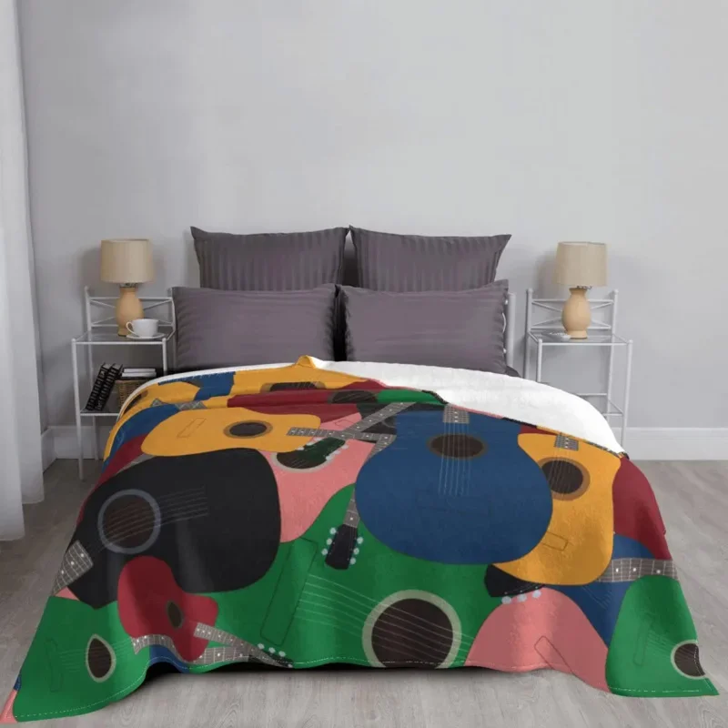 

Colored Guitar Blanket Flannel Summer Multifunction Soft Throw Blankets For Bedding Outdoor Plush Thin Quilt