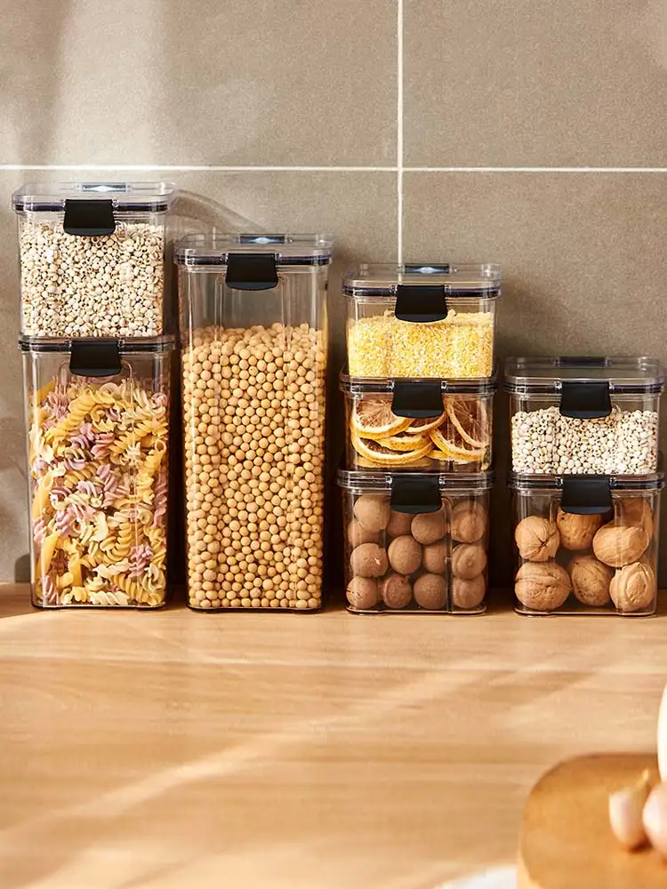 

Кухонная коробка для хранения, коробка для хранения пищевых продуктов, большая кухонная коробка для хранения зерна, Влагонепроницаемая герметичная банка, прозрачный Органайзер