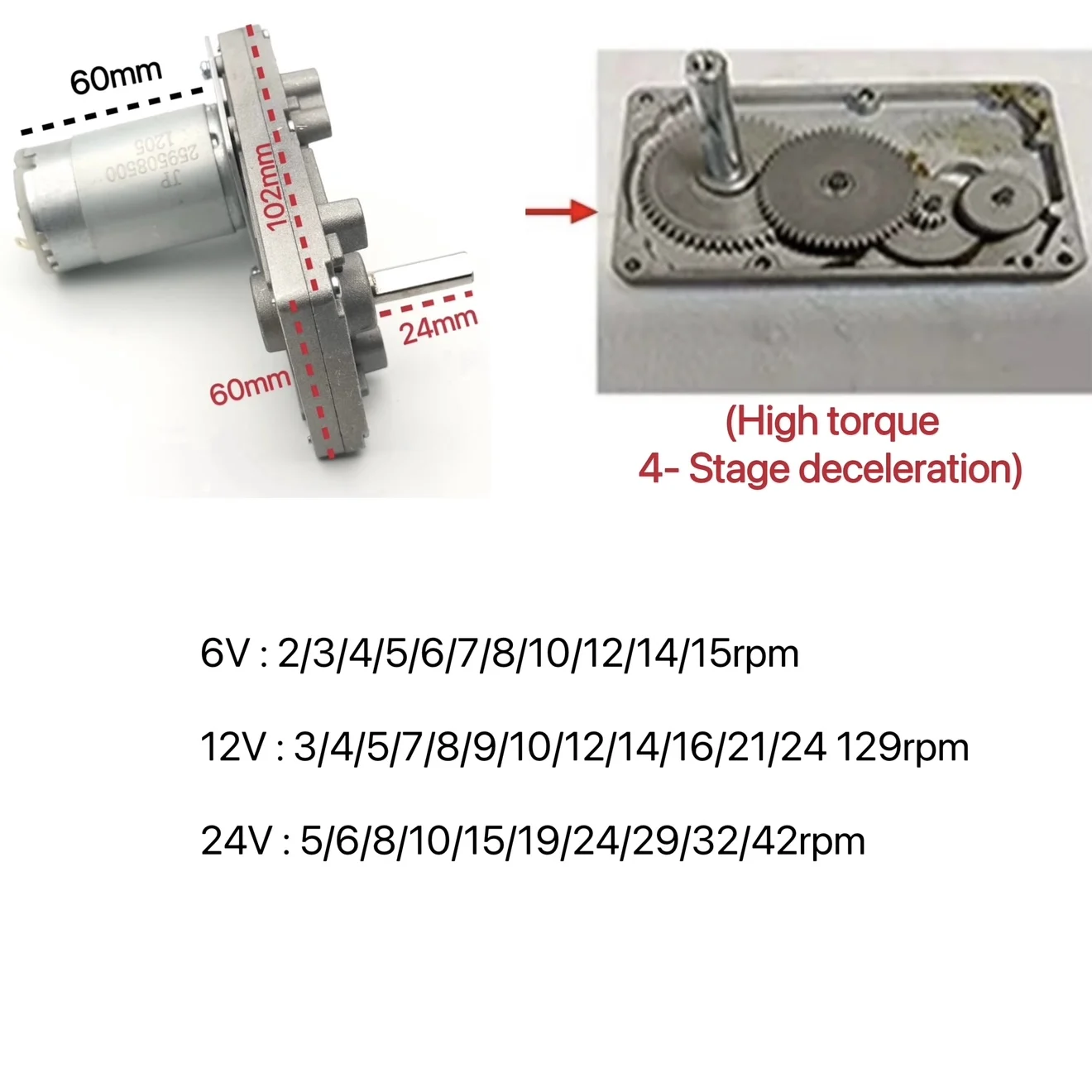 

Металлический редукторный двигатель RS-555 12В/24В