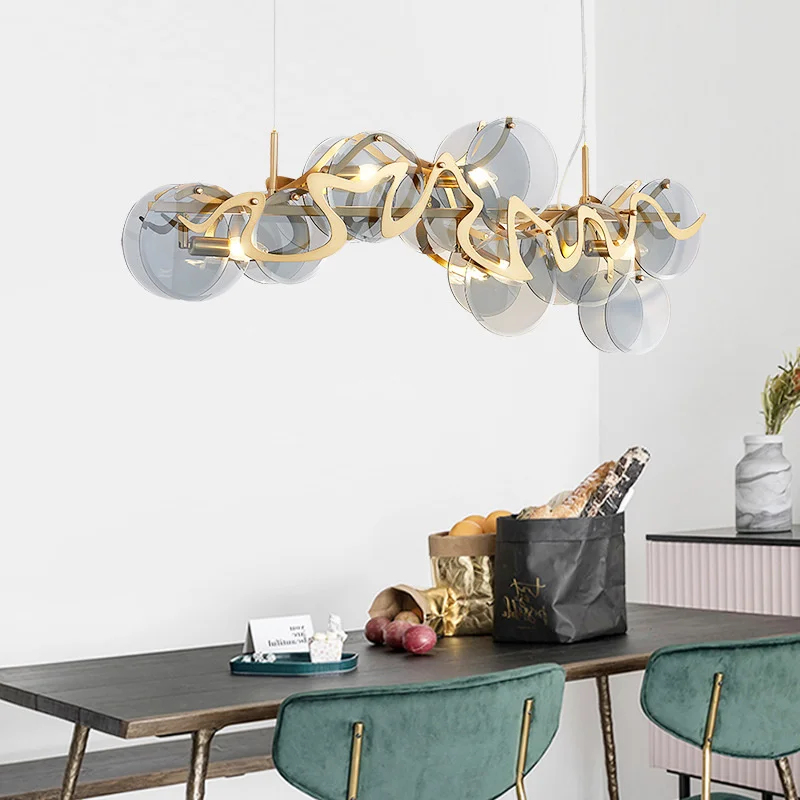 

gold pendant light lighting dining room retro pendant light modern mini bar lamp glass ball iron cage chandelier lighting