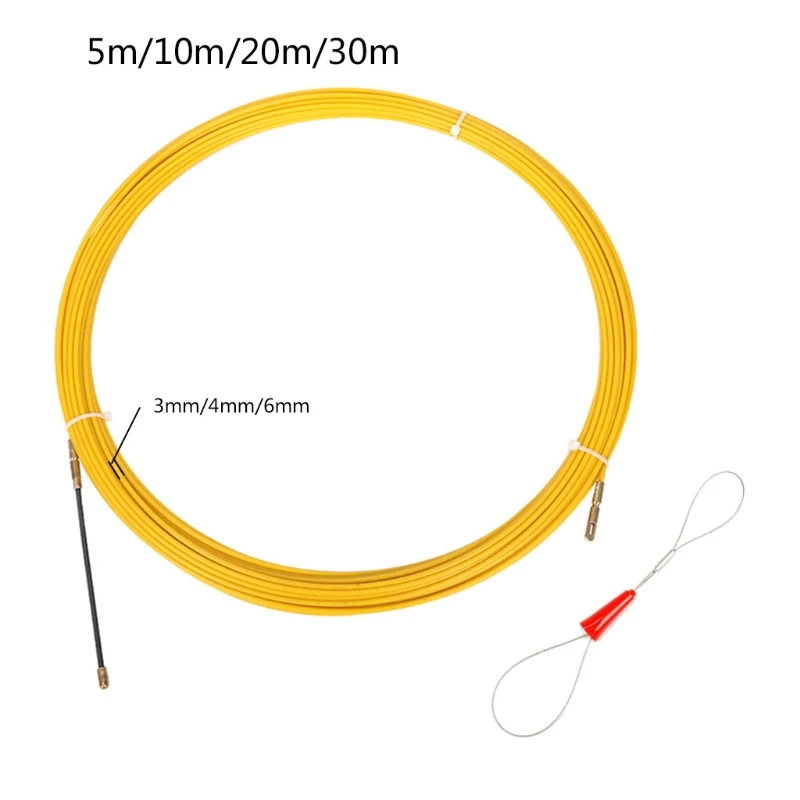 

5/10/20/30m Fish Tape Wire Puller Through Wall Electrical Fish Tape Pull Push Kit Electric Cable Puller 3/4/6mm