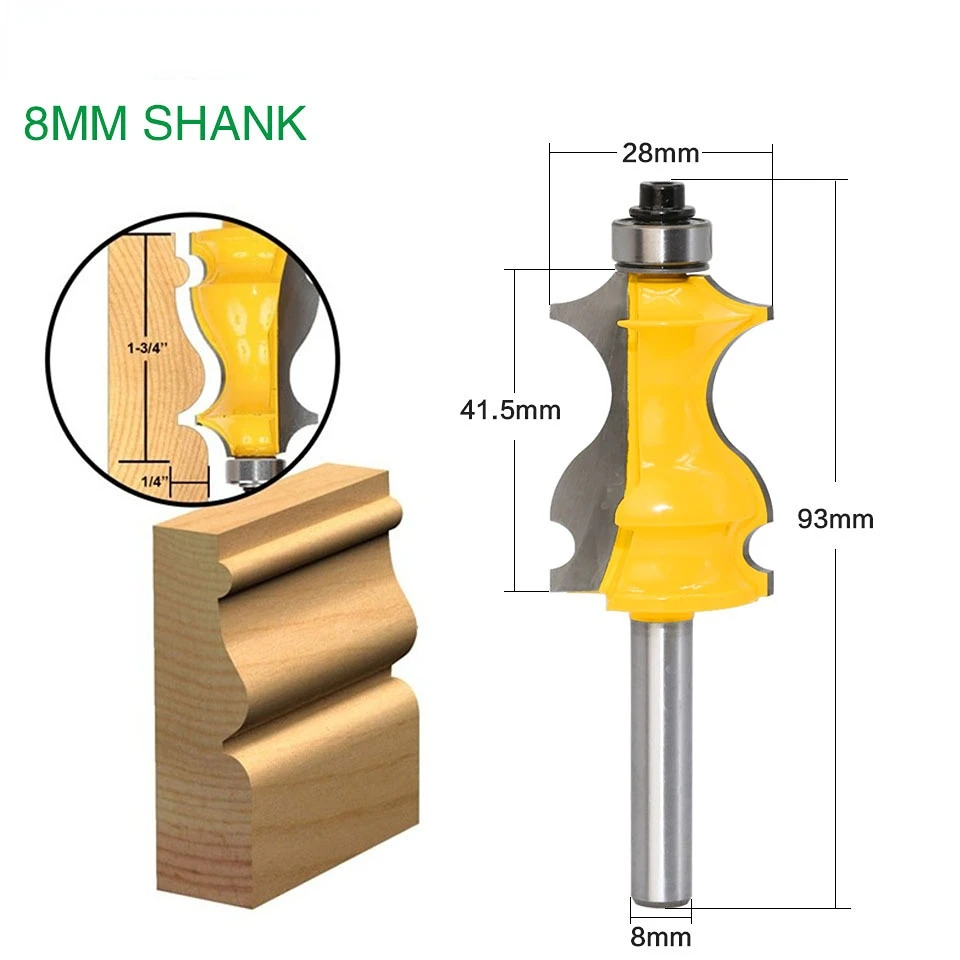 

1PC 8mm Shank Architectural Cemented Carbide Molding Router Bit Trimming Wood Milling Cutter for Woodwork Cutter Power Tools