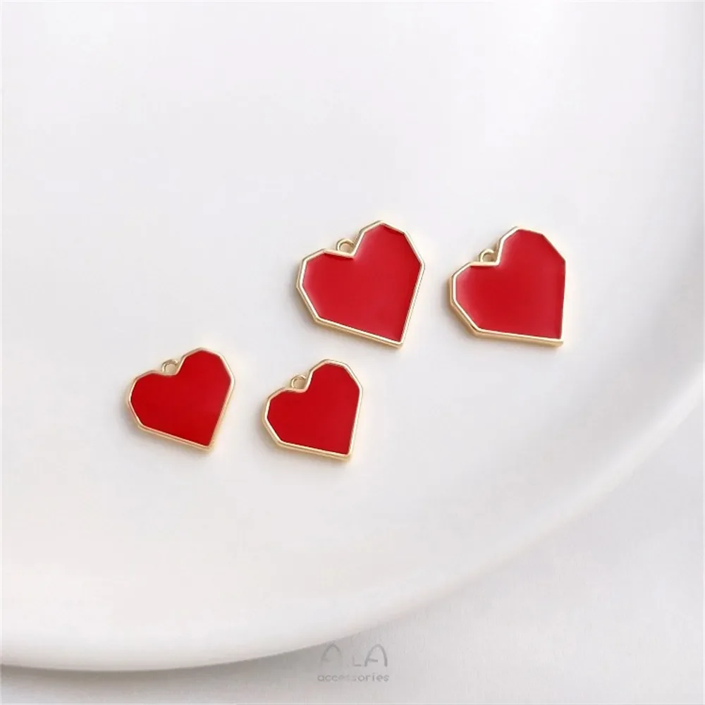 14 К Золотой Цвет Картина Масло Большой Красный Геометрический Персиковое Сердце