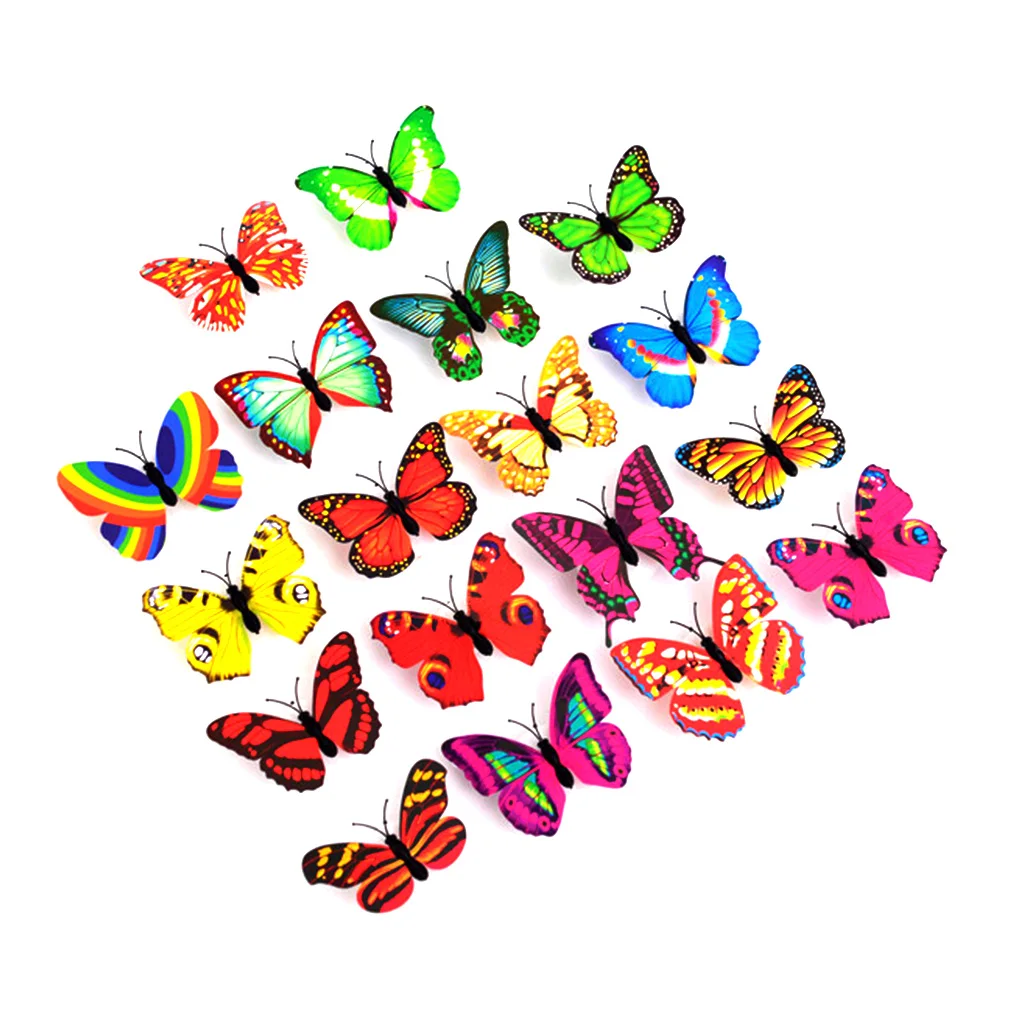 

8 шт., разноцветсветильник светящиеся светодиодные ночные светильники-бабочки