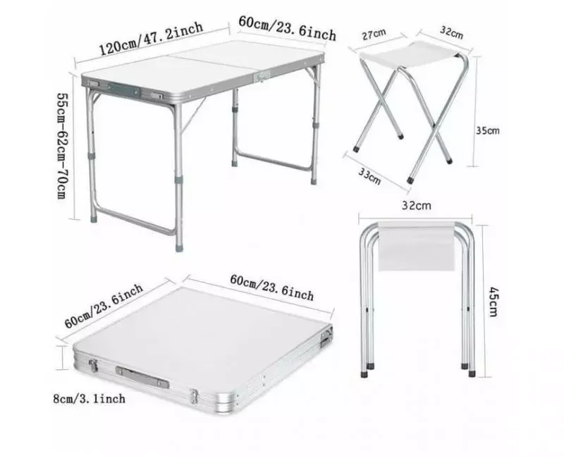 

2023 Portable Foldable Table Camping Picnic Outdoor Furniture With 4 Foldable Chairs Aluminium Alloy Ultra Light Folding Desk HW