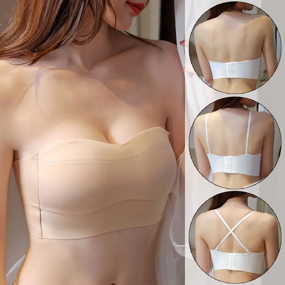 

Women Strapless Bandeau Brassiere Fashion Push Up Bralette Non-wired Bras Invisible Underwear Women Tube Top Boneless Lingerie