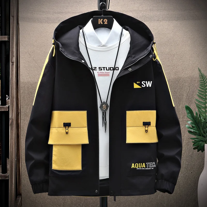 

Men's Coat For Mens Spring Autumn 2023 Fashion Casual Hooded Jackets Youth Hip Hop Harajuku Top Clothing Streetwear Male Jacket