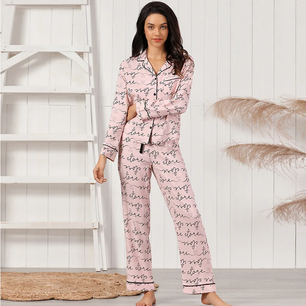 Women's Pajamas Sets Pink Color Home Wear Rayon Cotton Pyjamas Sleepwear Winter Warm Nightwear For Women