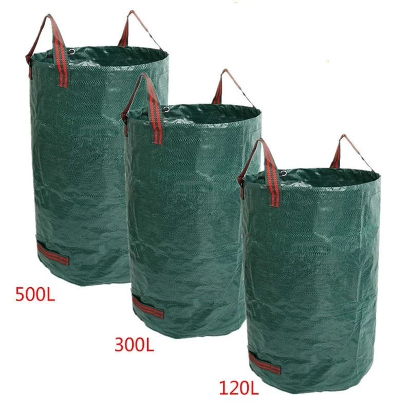

Large Capacity Heavy Duty Garden Waste Bag Durable Reusable Waterproof PP Plant Grass Plant Storage Container 120L/300L/500L