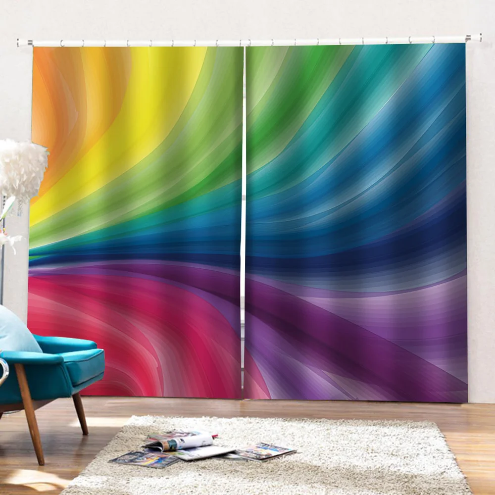 Радужные шторы на заказ 3D плотные для гостиной постельные принадлежности Cotinas para