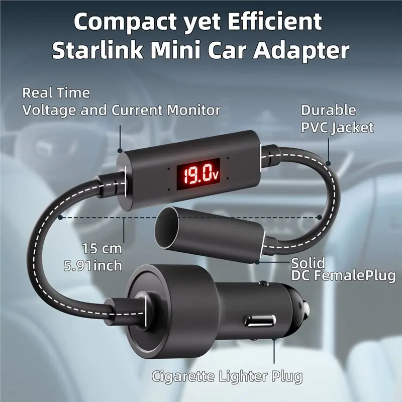 Автомобильный адаптер питания постоянного тока для Starlink Mini 60W с функцией повышения напряжения и мониторингом напряжения и тока в реальном времени (art.: 3920db97f8d15) - 3920db97f8d15