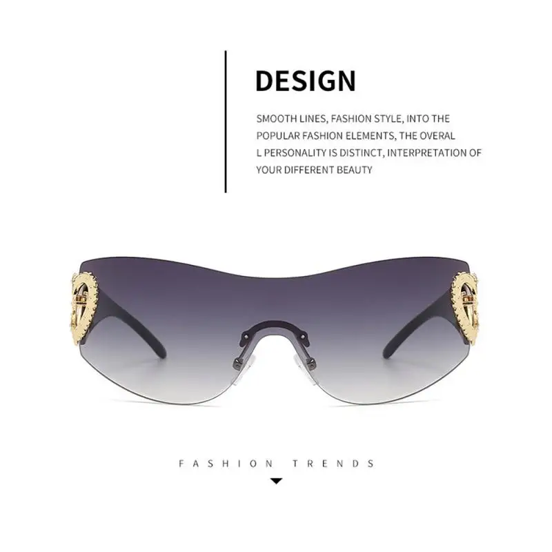 

Shades Luxury Hollow Heart Cycling Eyewear Frameless Fashion Trend Square Gradient Conjoined Sunglasses Sun Glasses Fashion