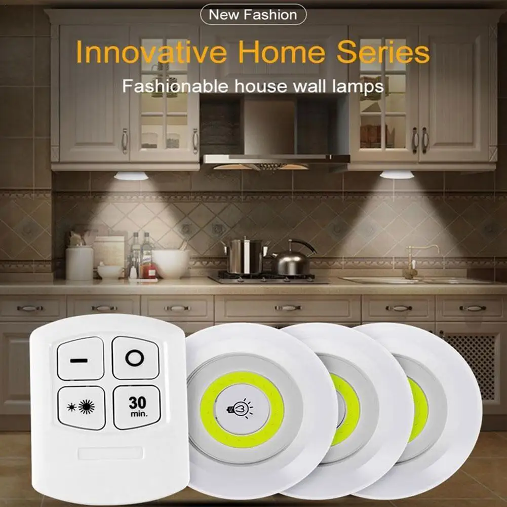 

Smart LED Light COB Wireless Remote Control Shooting Light Dimmable Wardrobe Cabinet Lighting Wall Lamp 3W