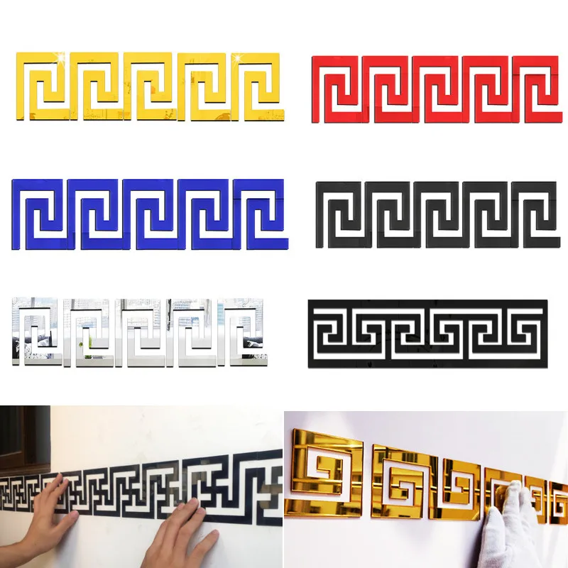 

10Pcs Acrylic Mirror Sticker Self Adhesive Living Roo Background Wall Stickers Cabinet Furniture Decoration Edge Corner Line