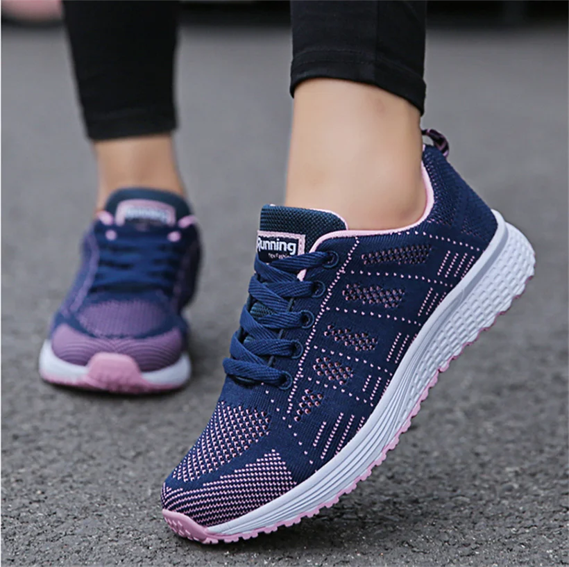 2023 Women Fashion Shoes Breathable Walking Mesh Flat Shoes Woman White Sneakers Casual Tenis Feminino Female Shoes