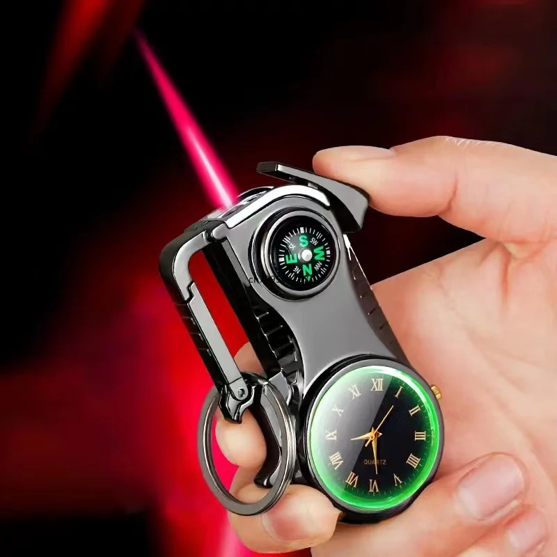 Multi-function Watch Bottle Opener Red Flame Butane Lighters