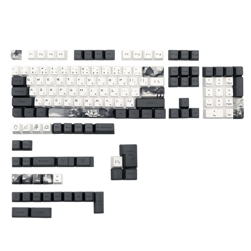 

Ink Lotus Keycaps OEM Height PBT Sublimation Japanese Keycap For gk61/68/87/96/98/108 Mechanical Gaming Keyboard Key Cap