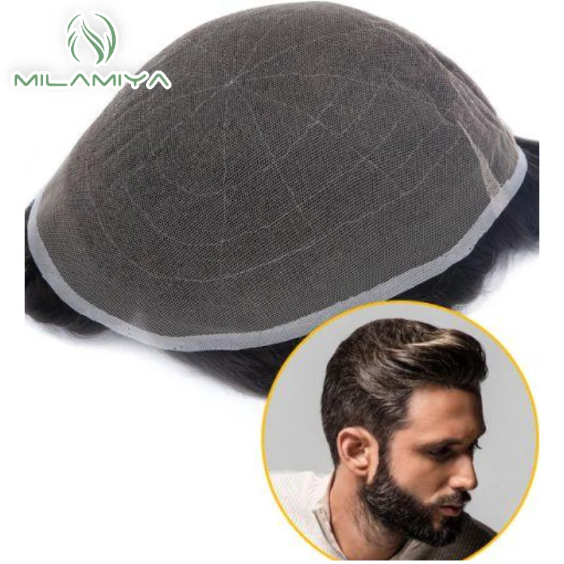 Men Toupee Full Lace Base Human Hair Systems Unit Men's Wig Breathable Male Capillary Prothesis Natural Wig For Men