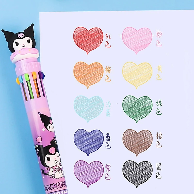 Sanrio пресс десять цветов шариковая ручка мультфильм Kawaii Kuromi многоцветная гелевая
