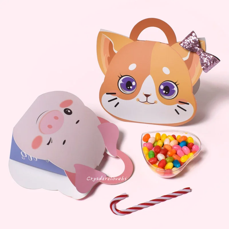 

20pcs Portable Pet Candy Packaging Gift Box Cat Pink Pig Candy Box Creative Packaging Gift Box