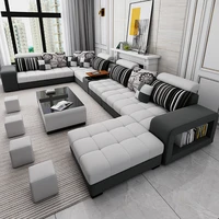 custom made nano tech fabric sofa living room size simple modern multifunctional fabric sofa combination set furniture