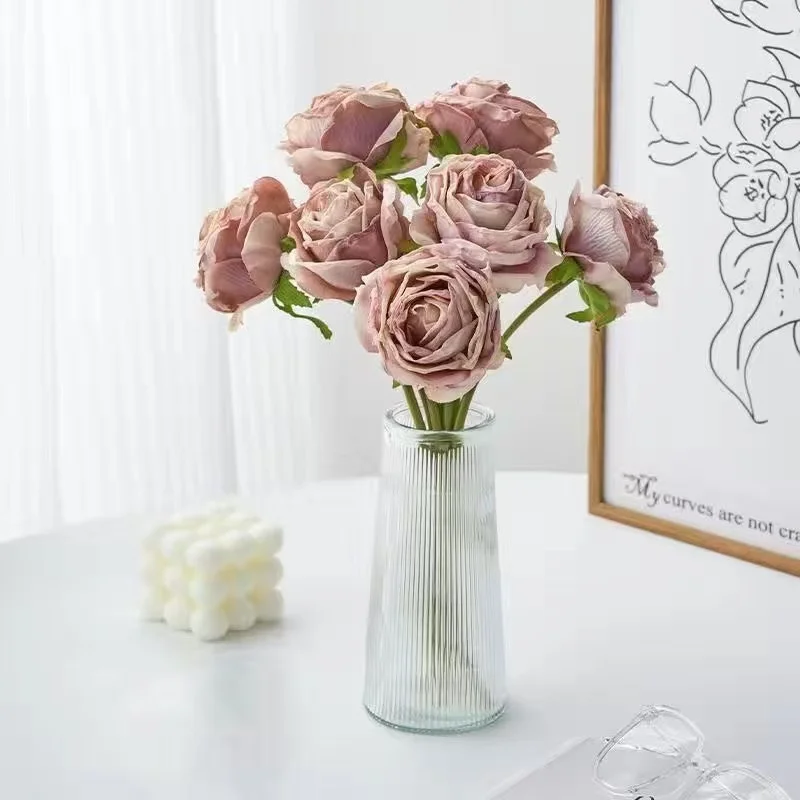 hds02li Home Pink Rose Artificial Flowers Foam Simulation Chrysanthemum Dried Flower