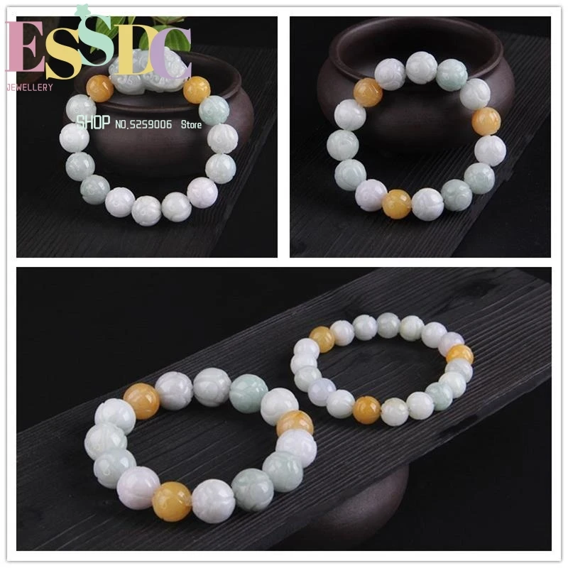 

Myanmar Carving Lotus A- Grade Emerald Mine Wood Brave Men and Women Lucky Bracelet