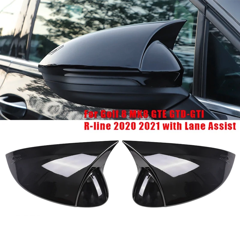 

Black Side Mirror Rearview Mirror Cover Cap Ox Horn For Golf 8 MK8 GTE GTD-R-Line 2020 2021