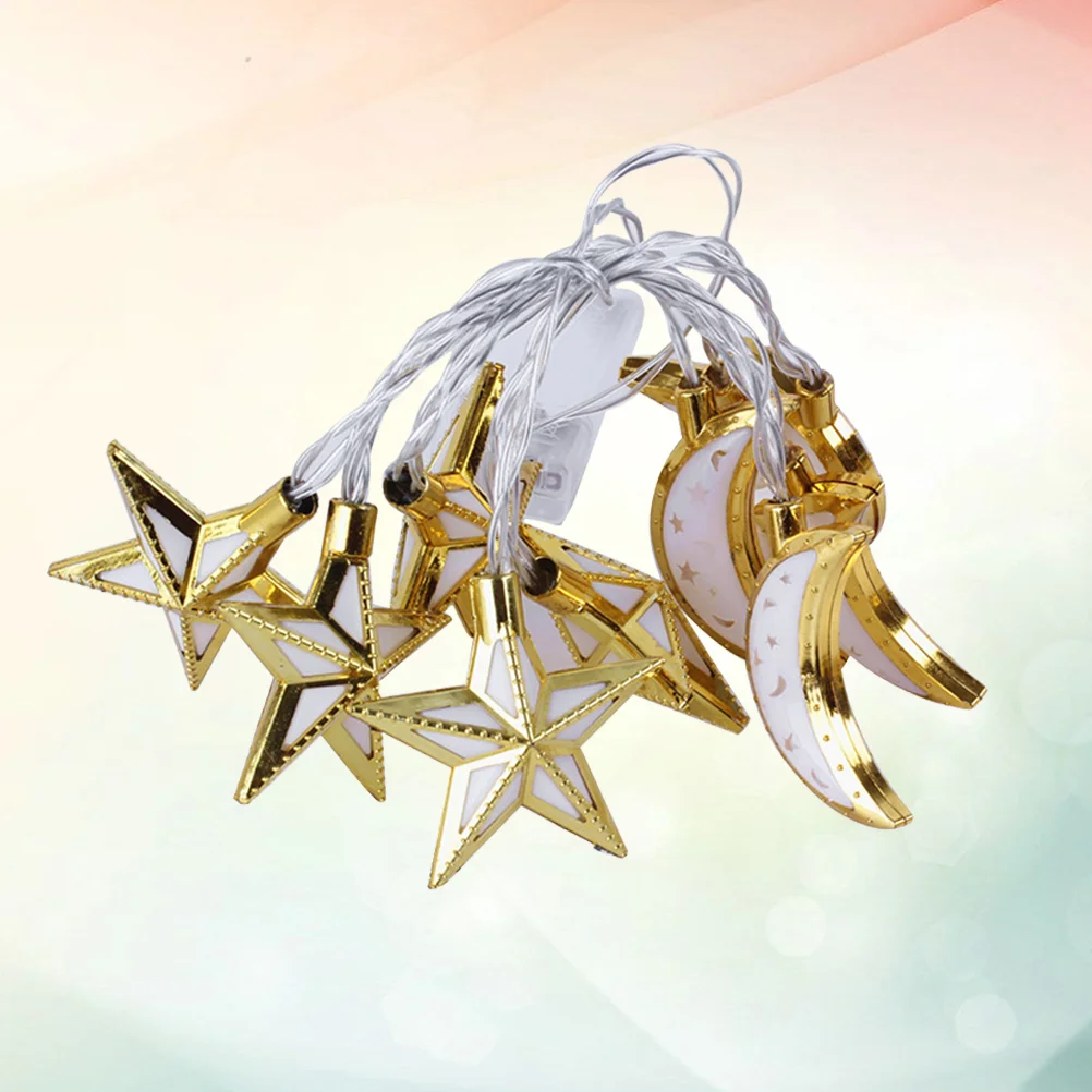 

1 pc String Lights Star and Moon Ramadan Decoration for Party Bedroom Garden Festiva