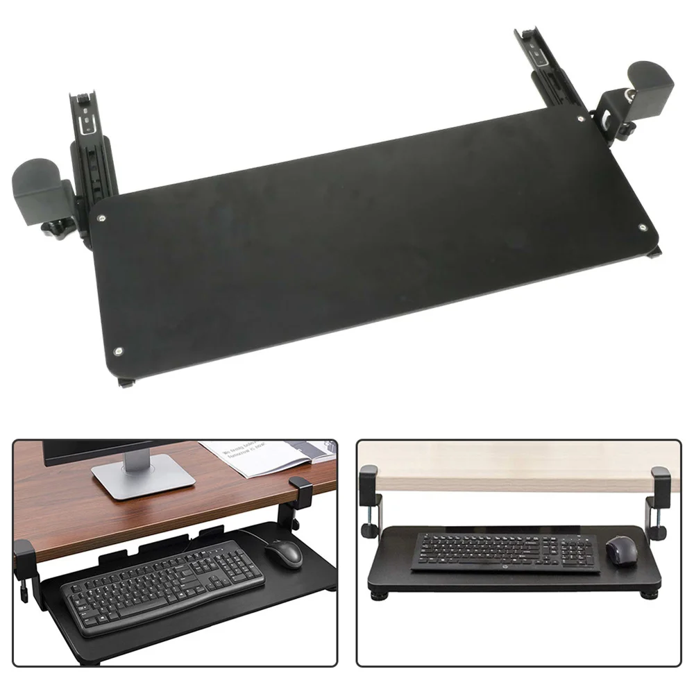 

Universal Sliding Keyboard Holder Under Desk Tray Comfort Drawer Platform Large Clamp for Computer Home