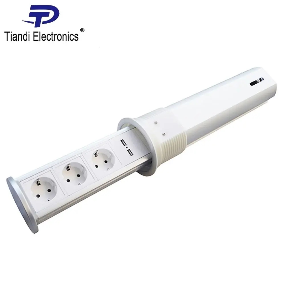 Пневматическая Выдвижная настольная розетка с USB-зарядкой и европейской вилкой |