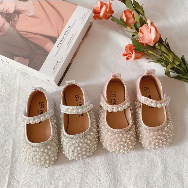 

Girls Rhinestone Lace Patent Leather Shoes Child Flat Princess Shoes Fashion Kids Baby Toddler Soft Sole Casual Shoes size 21-30