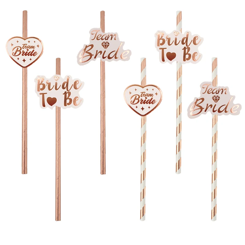 Бумажные соломинки Chicinlife розовое золото 10 шт.