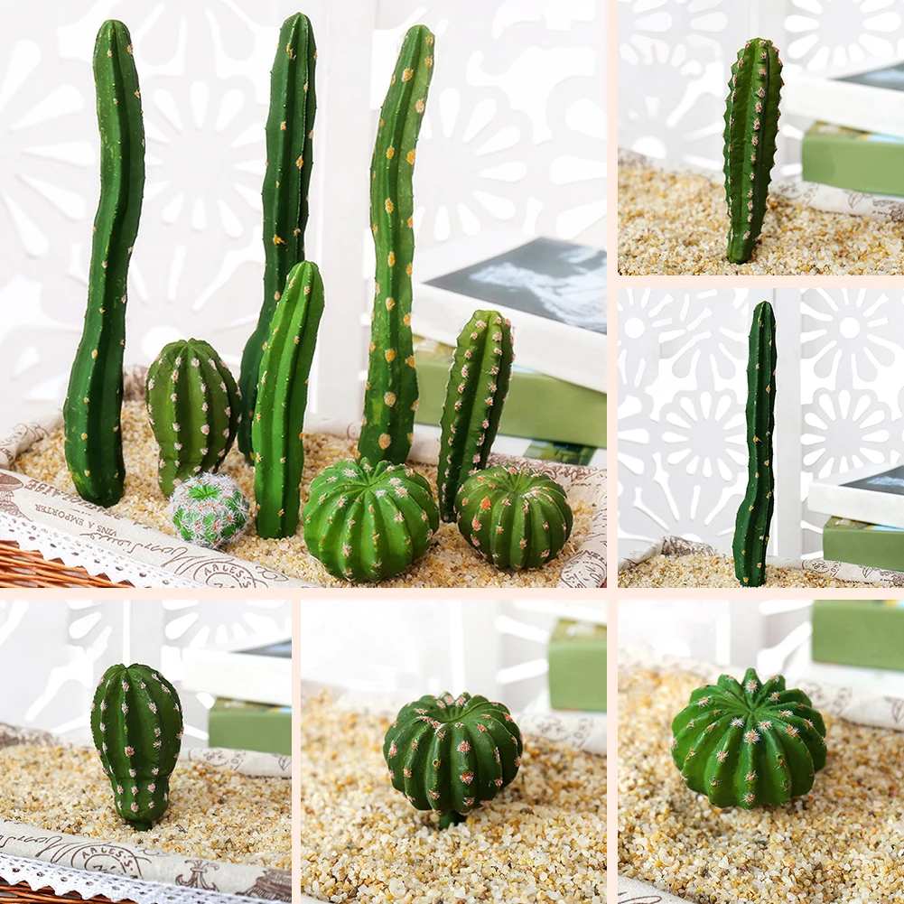 Cactus Artificial Succulents Fake Plastic Opuntia Faux Green Desert Plants Large Flower Arrangement Home Garden Decor