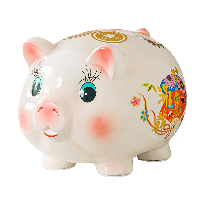 

Large Ceramic Money Storage Box for Kids Creative Cute Ornament Coin Pig Piggy Bank Cartoon Living Room hucha Household Goods