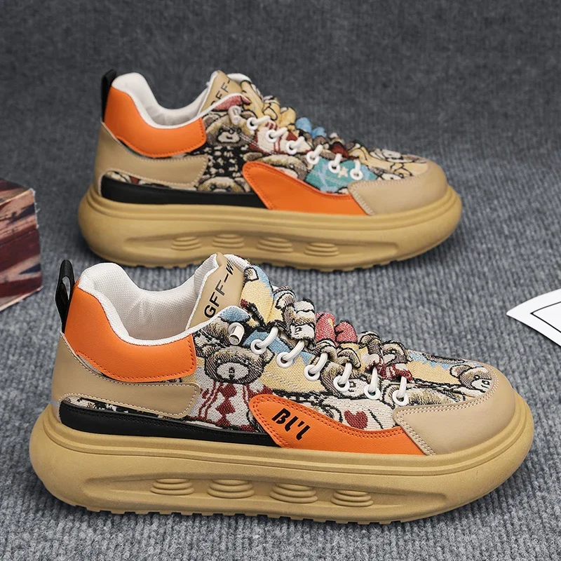 Мужская обувь кожаные кроссовки на платформе повседневные летние скейтборды