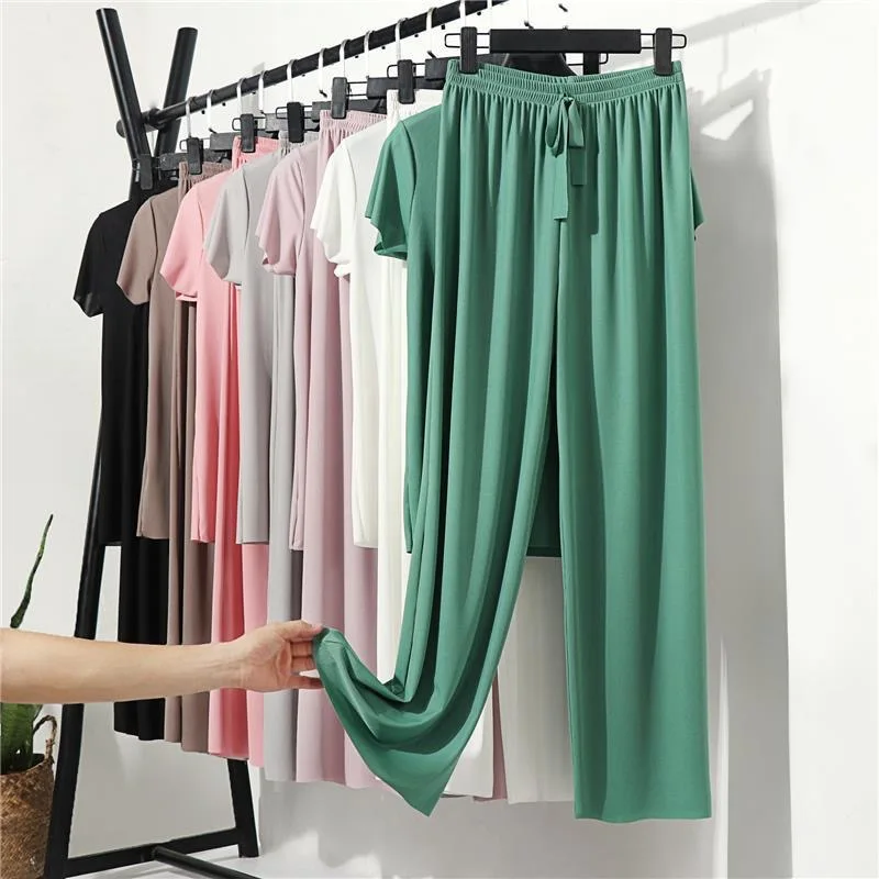 

Female Home Clothes 2 Pieces Set Lady Home Suit Summer Women Lounge Wear Autumn Loose Homewear Suit for Women Pajamas Pants Set