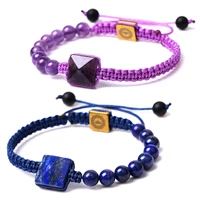 gemstone pyramid bracelets for women men strands beads friendship feng shui reiki positive energy bangle chakra orgone