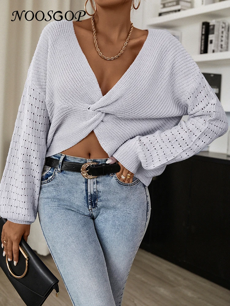 NOOSGOP тусклый серый светильник-голубой сексуальный V-образный вырез асимметричный