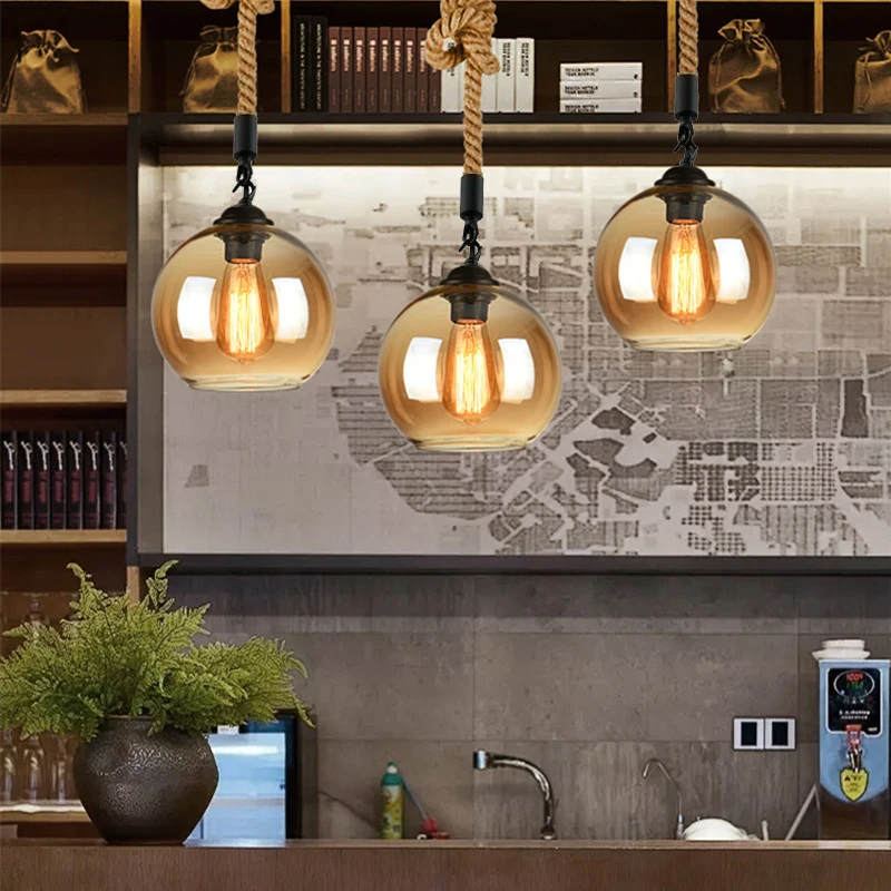 

Стеклянный подвесной светильник для столовой, потолочный светильник в стиле ретро для кухни, бара, лампа для спальни, люстры, светильник для...